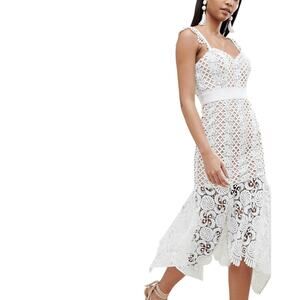 Jarlo London Womens over cutwork white lace midi dress US 6